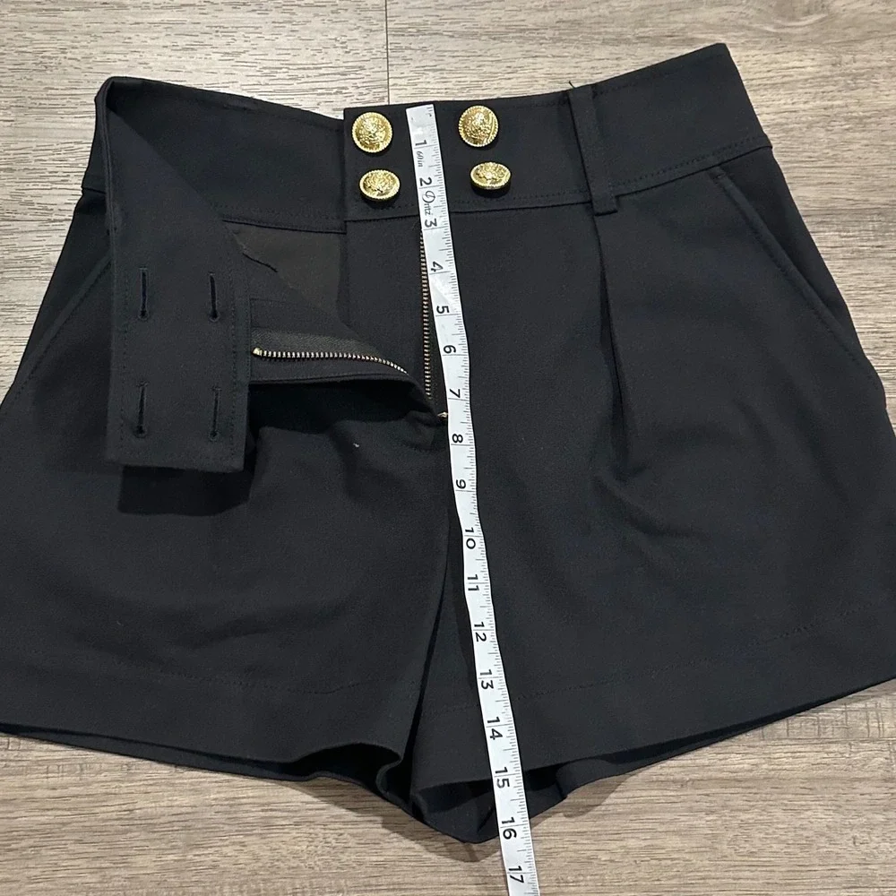 Derek Lam 10 Crosby Black Gold Lion Button High Waisted Shorts TR226006CR 4